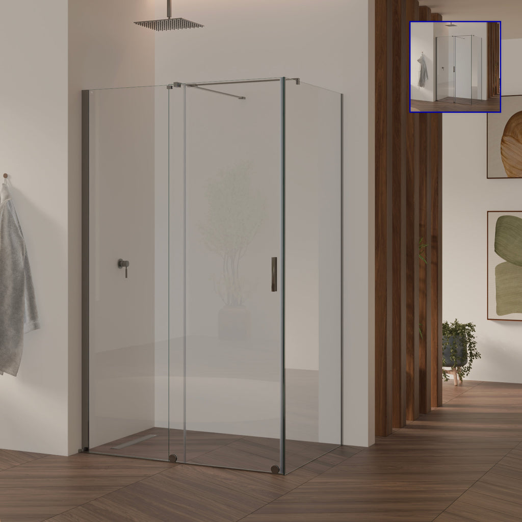 NADINE - Cabina doccia con porta scorrevole in vetro temperato da 8 mm e profili cromati