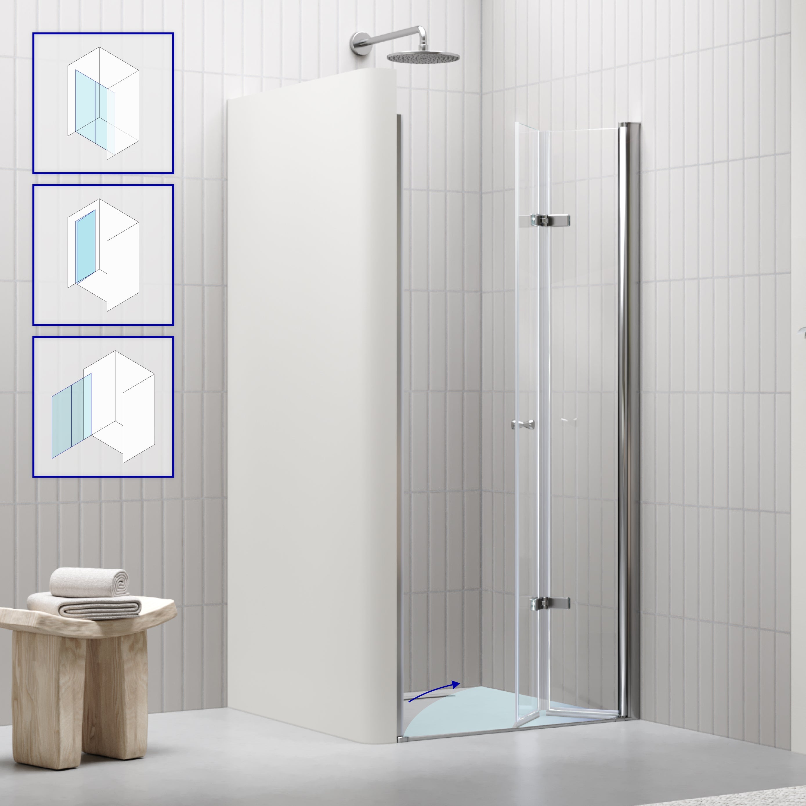 MILA - Puerta plegable en vidrio templado de 6 mm - Varios tamaños