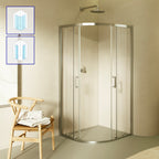 ELLA - Cabina de ducha de cuadrante en vidrio transparente, puertas correderas y perfiles en aluminio