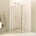 FIONA - Painel de duche walk-In com painel lateral giratório 40 cm em vidro transparente 10mm com perfil e barra estabilizadora cromado