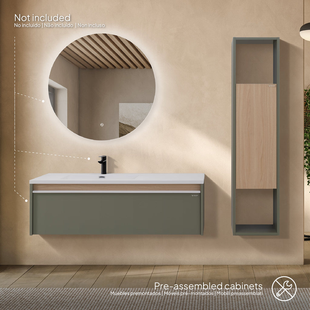 Nereia - Mobile laterale bagno sospeso con contenitore