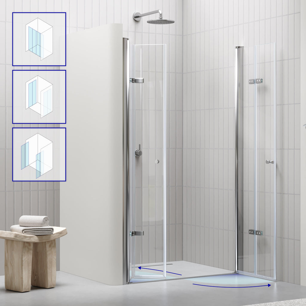LENA - Frontal de ducha con puertas plegables en vidrio templado