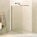 FIONA - Painel de duche walk-in em vidro fosco 10mm com perfil e barra estabilizadora preto