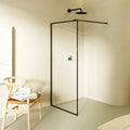GIANNA - Panel de Ducha Walk-In en Vidrio Templado con Perfil Negro y Barra Estabilizadora