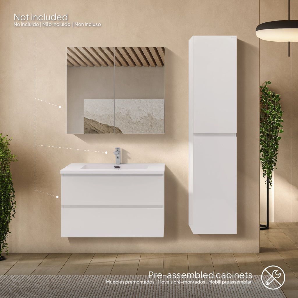 Atena - Colonna laterale bagno con soft-close | 2 Colori