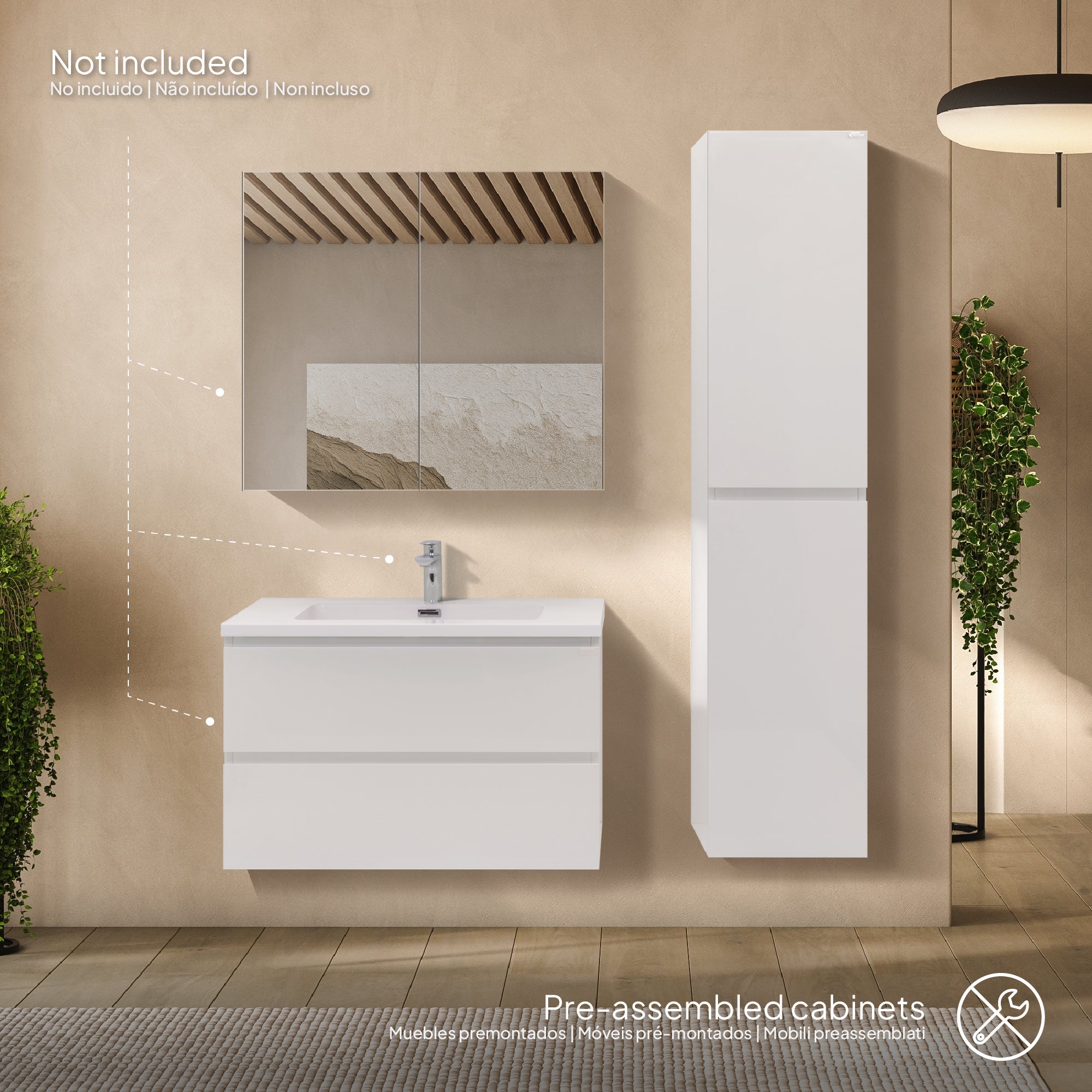Atena - Colonna laterale bagno con soft-close | 2 Colori