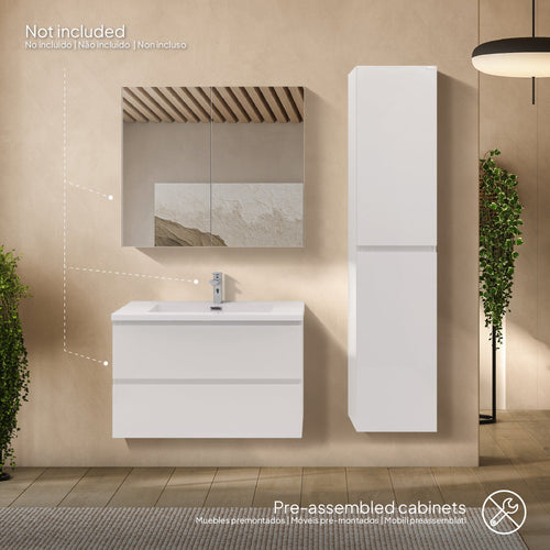 Atena - Colonna laterale bagno con soft-close | 2 Colori