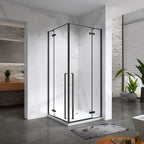JAYLA - Cabine de duche reversível, portas de abrir, vidro 6mm e perfis pretos