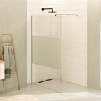 FIONA - Pannello doccia Walk-In in vetro temperato parzialmente satinato 10 mm con profilo nero opaco
