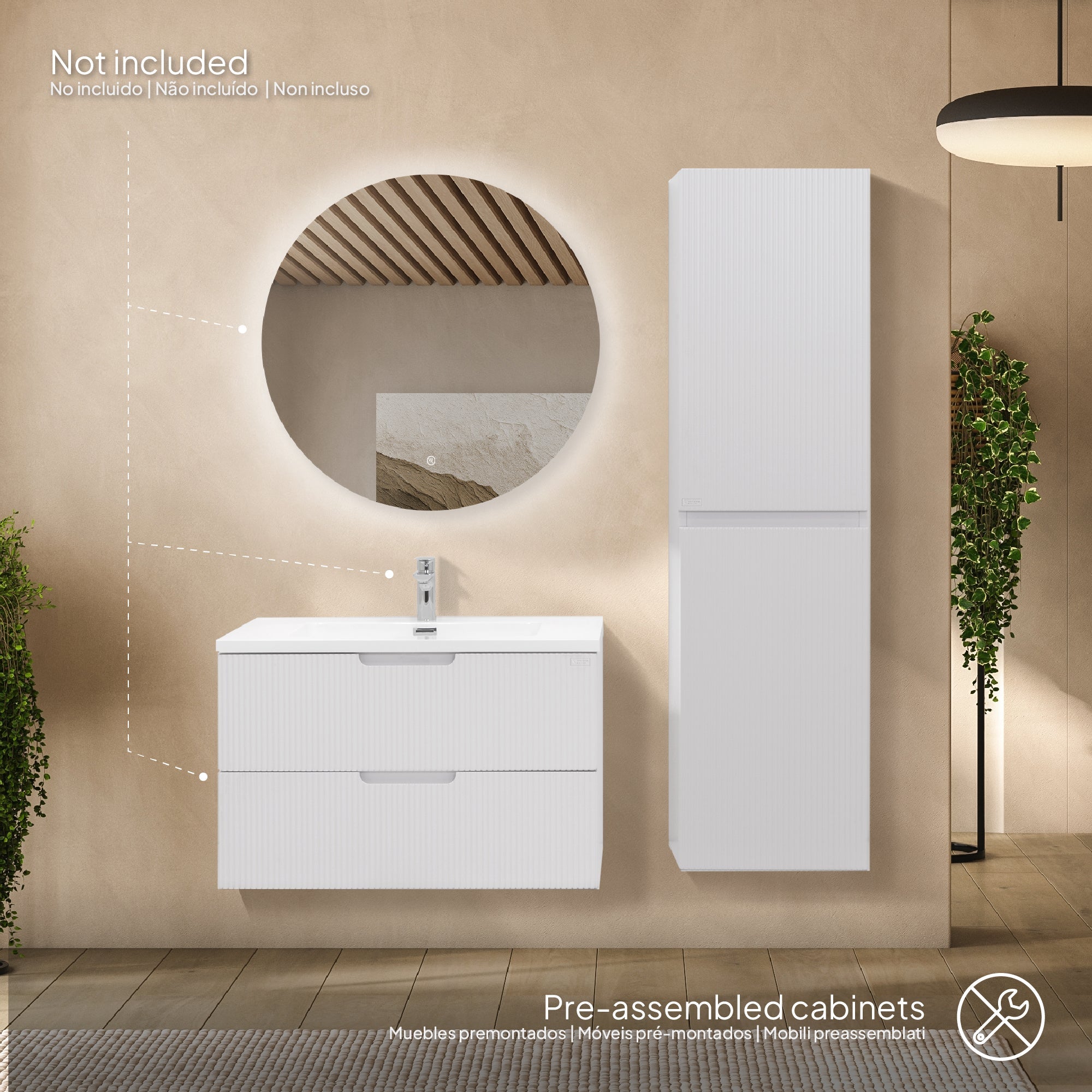 Tália - Mobile laterale sospeso con anta soft-close | Vari Colori