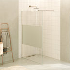 FIONA - Panel de Ducha Walk-In en Vidrio Parcialmente Esmerilado 10 mm con perfil y Barra Estabilizadora Cromado