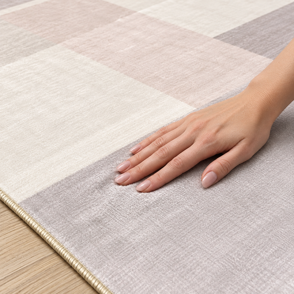 Tapete PINDAR cinzento, rosa e branco — formato retangular