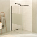 OLIVIA - Pannello Doccia Walk-In in Vetro Parzialmente Satinato 10 mm con Profilo e Barra Stabilizzatrice Nero