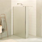 FIONA - Painel de duche walk-In com painel lateral giratório 40 cm em vidro satinado 10mm com perfil e barra estabilizadora cromado
