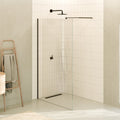 FIONA - Panel de ducha walk-in de vidrio transparente de 10 mm con perfil y barra estabilizadora negros