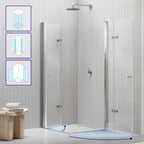 EMMA - Cabine de duche com vidro transparente 6mm - Portas articuladas e perfis em Inox