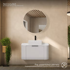 Maia - Mueble de lavabo suspendido con cajones soft-close | 90 cm | Blanco acanalado