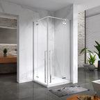 JAYLA - Cabina de ducha reversible, puertas abatibles, vidrio de 6 mm y perfiles cromados