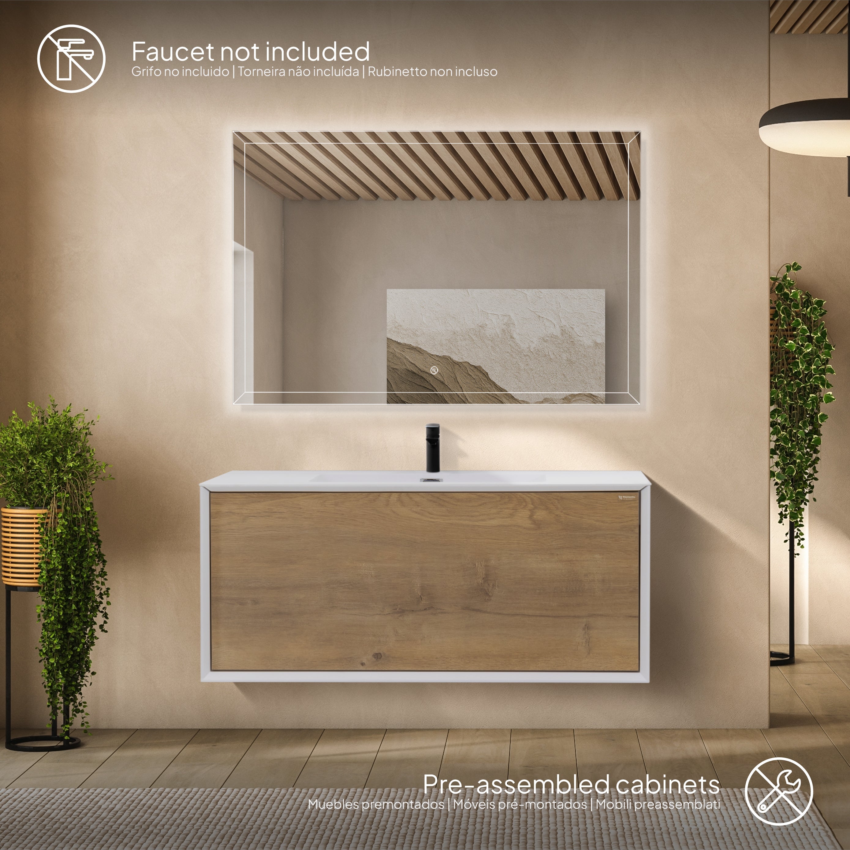 Hebe - Conjunto de baño suspendido - Disponible en 90 cm