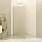 FIONA - Painel de duche walk-In em vidro fosco 10mm com perfil e barra estabilizadora cromado