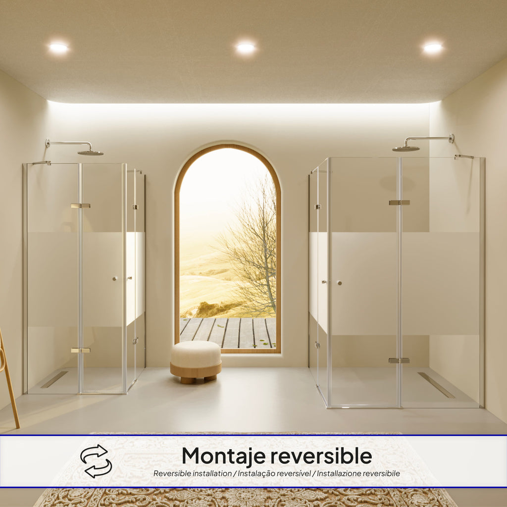 ALICE - Cabine de duche com portas articuladas em vidro temperado meio fosco