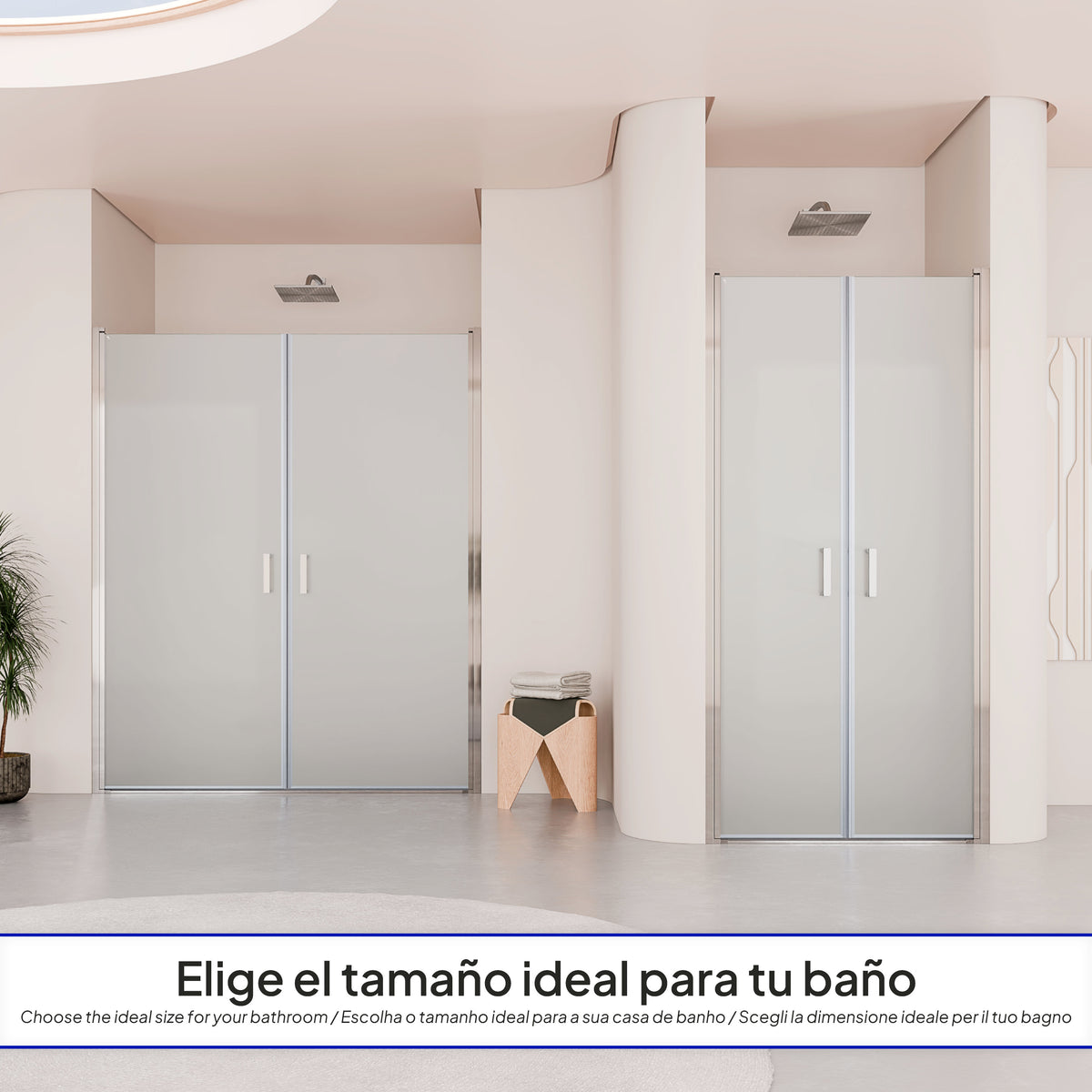 LARA - Frontal de duche em vidro temperado fosco de 6 mm e portas batentes