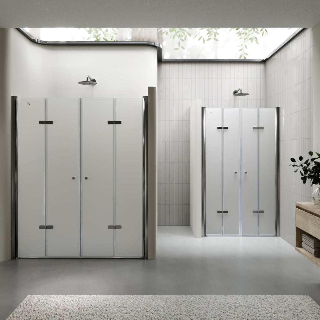 LENA - Frontal de ducha con puertas plegables en vidrio templado esmerilado