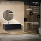 Dafne - Mobile lavabo sospeso 120 cm in nero opaco con soft-close