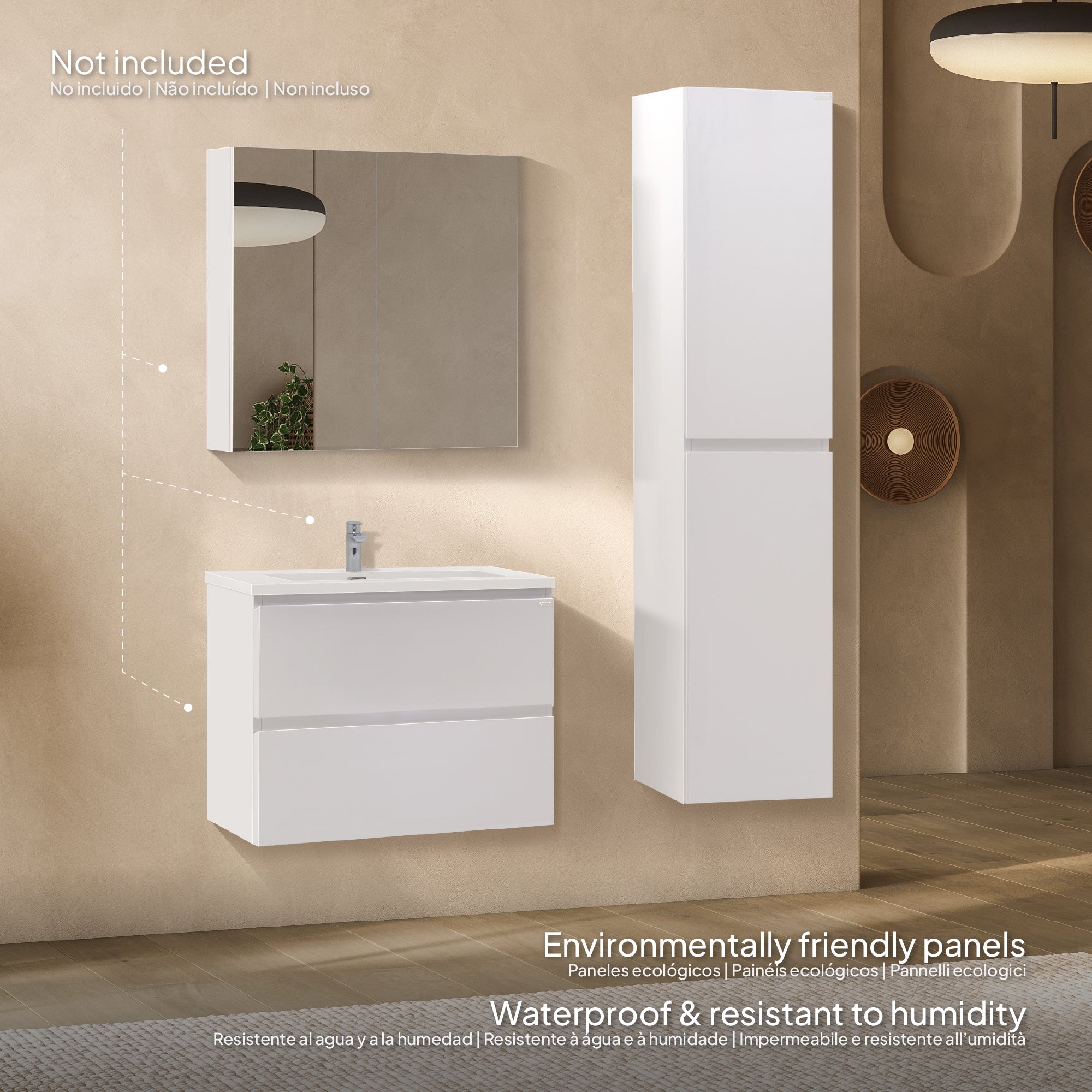 Atena - Colonna laterale bagno con soft-close | 2 Colori