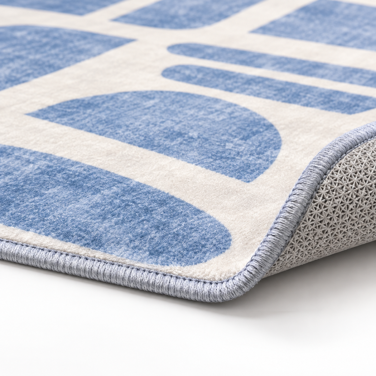 Tapete RUMER azul e branco — formato retangular