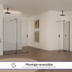 NADINE - Panel de Ducha Walk-In en Vidrio Templado 8 mm con Perfil Negro