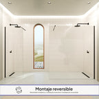 FIONA - Panel de ducha walk-in de vidrio transparente de 10 mm con perfil y barra estabilizadora negros