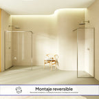 GIANNA - Pannello Doccia Walk-In in Vetro Temperato con Profilo Cromato e Barra Stabilizzatrice