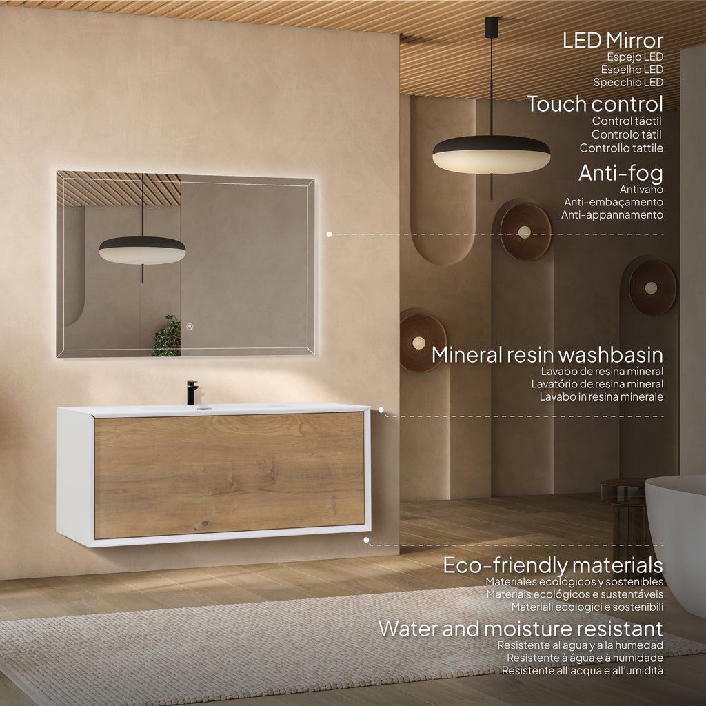 Hebe - Conjunto de baño suspendido - Disponible en 90 cm