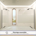 OLIVIA - Pannello Doccia Walk-In in Vetro Parzialmente Satinato 10 mm con Profilo e Barra Stabilizzatrice Nero