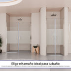LARA - Porta doccia con ante a battente in vetro temperato parzialmente satinato 6 mm