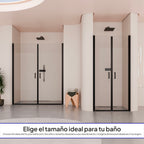 LARA - Frontal de duche em vidro temperado de 6 mm, portas batentes e perfis pretos