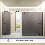 OLIVIA - Painel de Duche Walk-In em Vidro Escuro 10mm com Perfil e Barra Estabilizadora Preto
