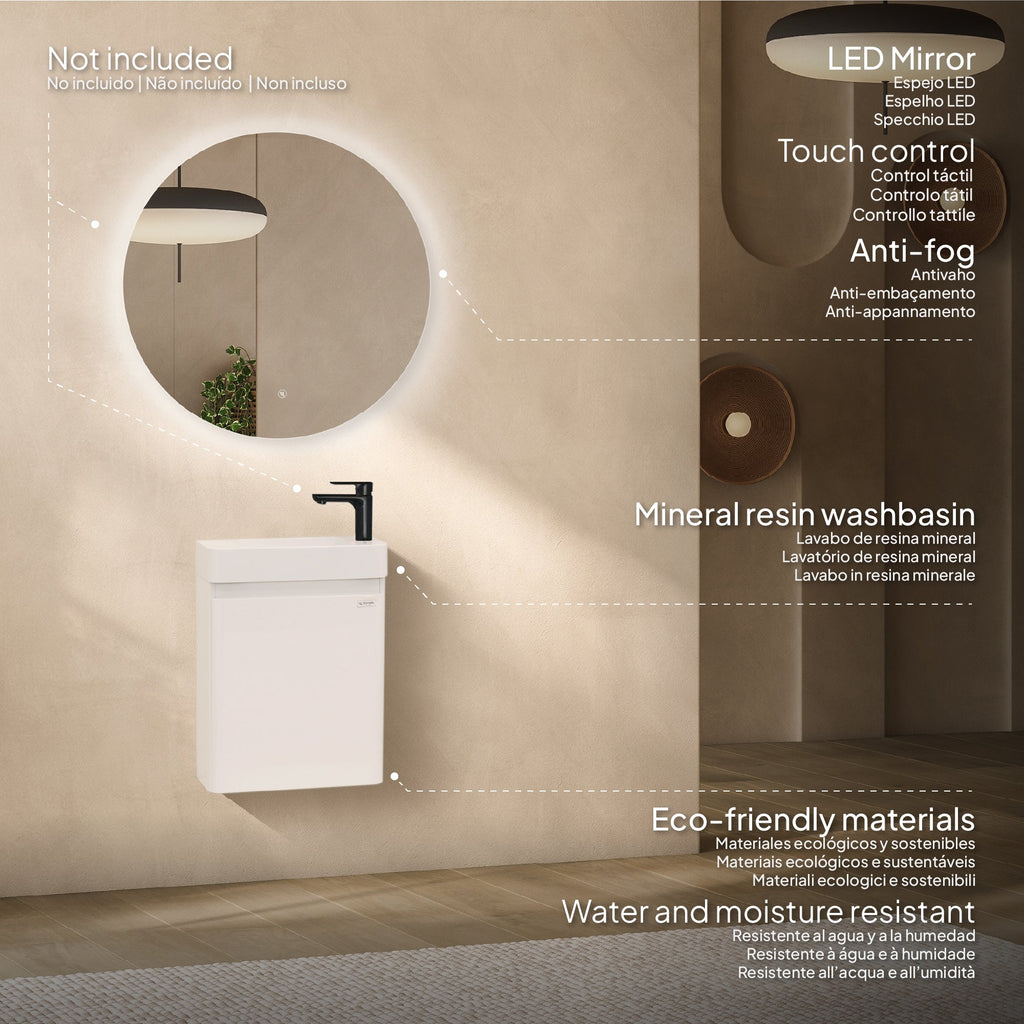 Galene - Mobile lavabo sospeso con cassetti soft-close