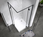 JAYLA - Cabine de duche reversível, portas de abrir, vidro 6mm e perfis pretos
