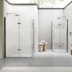 EMMA - Cabine de duche com vidro meio fosco 6mm - Portas articuladas e perfis em Inox