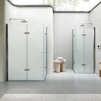 EMMA - Cabine de Duche com vidro fosco 6mm - Portas articuladas e perfis em inox