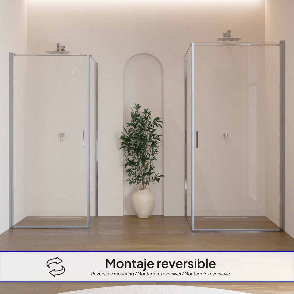 HELLEN - Cabina doccia frontale con porte battenti in vetro temperato e profili in alluminio