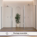 HELLEN - Cabina doccia frontale con porte battenti in vetro temperato e profili in alluminio