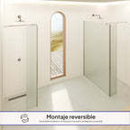 FIONA - Painel de duche walk-In com painel lateral giratório 40 cm em vidro satinado 10mm com perfil e barra estabilizadora cromado