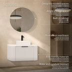 Maia - Mueble de lavabo suspendido con cajones soft-close | 90 cm | Blanco acanalado