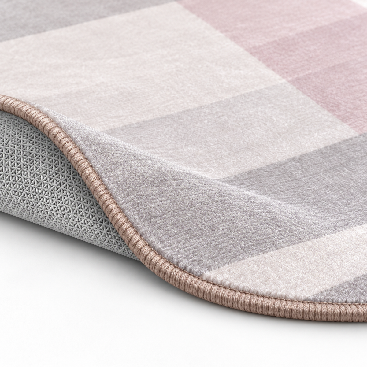 Tapete PINDAR cinzento, rosa e branco — formato redondo