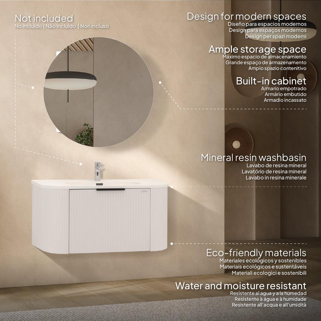 Maia Plus – Móvel de lavatório suspenso com gavetas soft-close | 90 cm