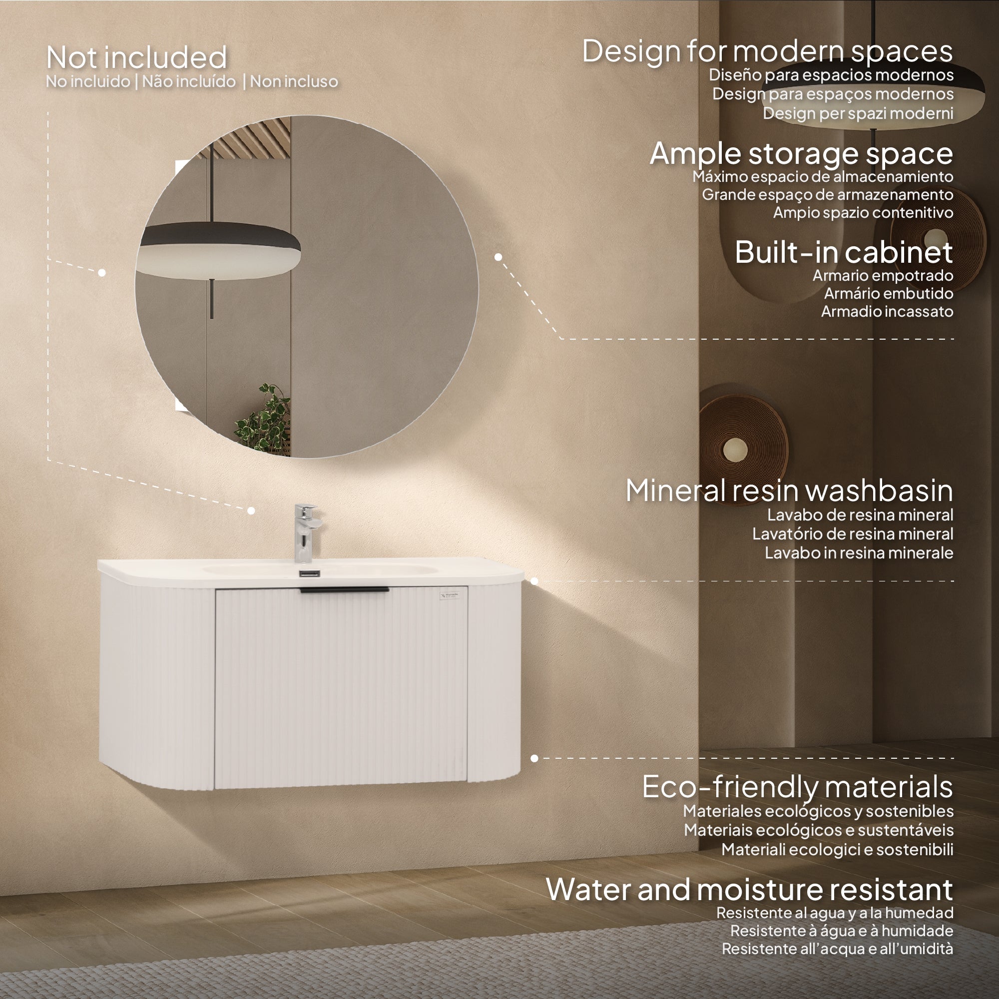 Maia Plus – Móvel de lavatório suspenso com gavetas soft-close | 90 cm