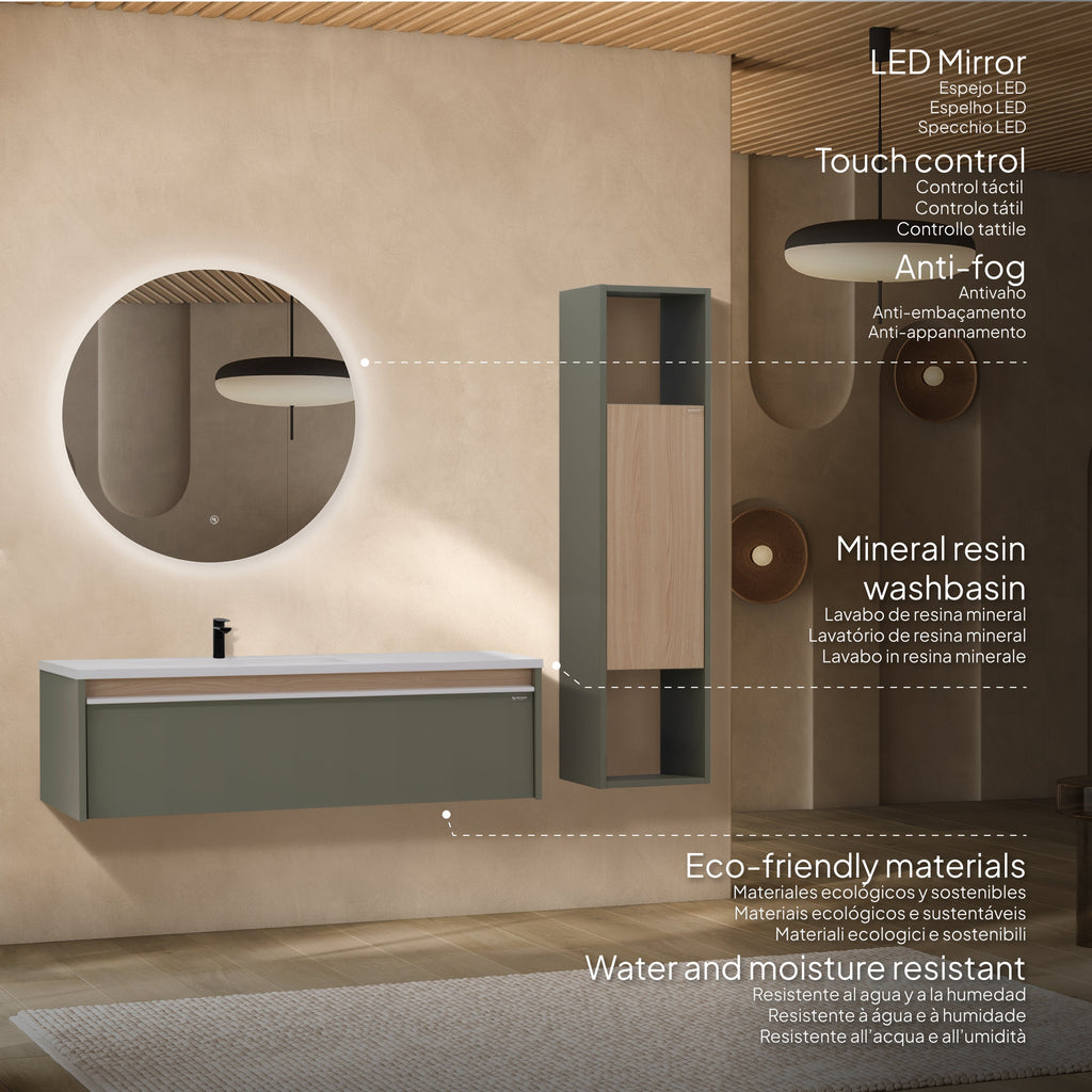 Nereia - Conjunto de casa de banho suspenso - Disponível em 120 cm